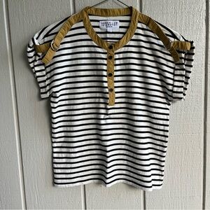 Derek Lam 10 Crosby Striped Cotton T Shirt Henley Size M